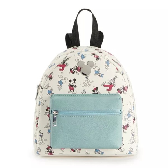 Disney Handbags - **DISNEY* White x Blue Mickey & Friends Toss Print Mini Backpack NWT